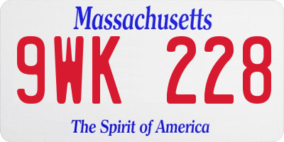 MA license plate 9WK228