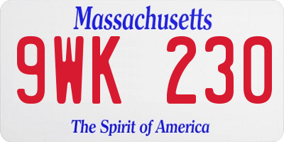 MA license plate 9WK230