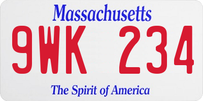 MA license plate 9WK234