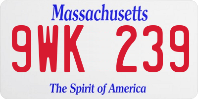 MA license plate 9WK239