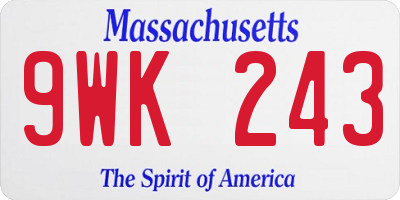 MA license plate 9WK243