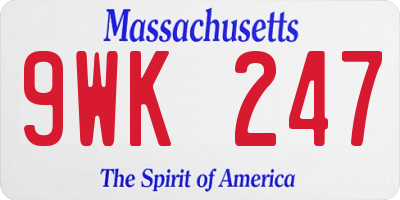 MA license plate 9WK247
