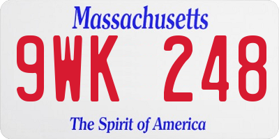 MA license plate 9WK248