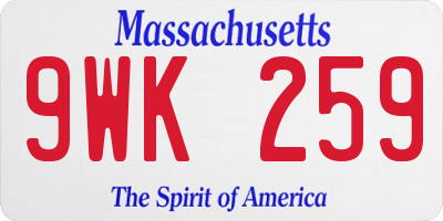 MA license plate 9WK259