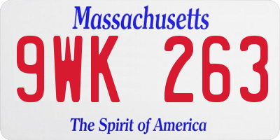 MA license plate 9WK263