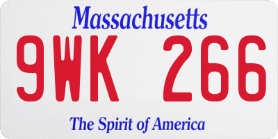 MA license plate 9WK266