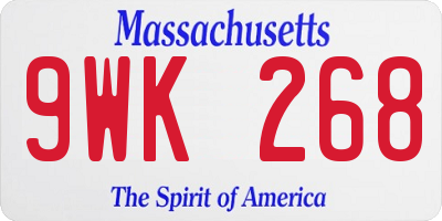 MA license plate 9WK268