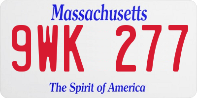 MA license plate 9WK277