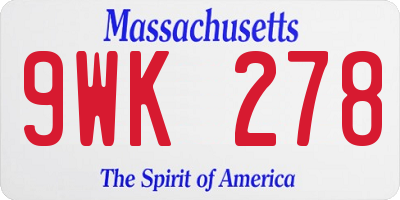 MA license plate 9WK278