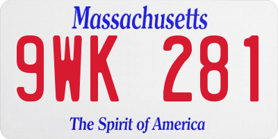 MA license plate 9WK281