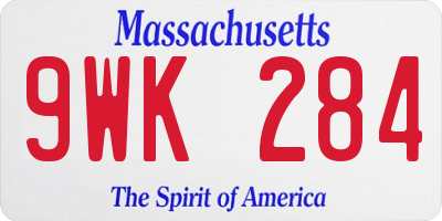 MA license plate 9WK284
