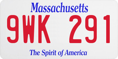 MA license plate 9WK291