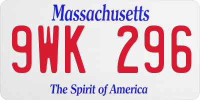 MA license plate 9WK296