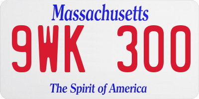 MA license plate 9WK300