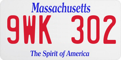 MA license plate 9WK302