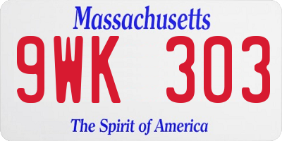 MA license plate 9WK303