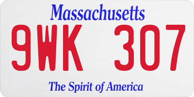 MA license plate 9WK307