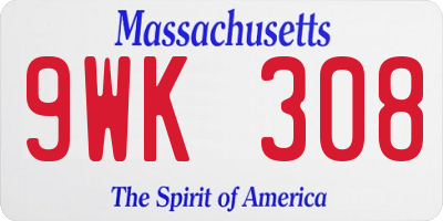 MA license plate 9WK308