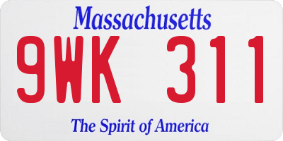 MA license plate 9WK311
