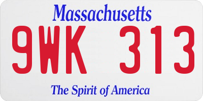MA license plate 9WK313