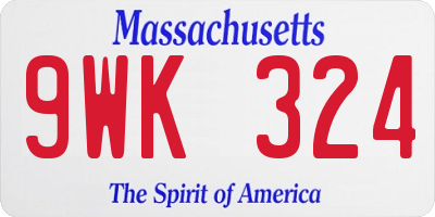 MA license plate 9WK324