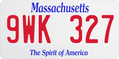MA license plate 9WK327
