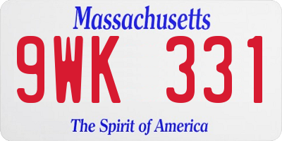 MA license plate 9WK331