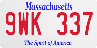MA license plate 9WK337