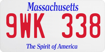 MA license plate 9WK338