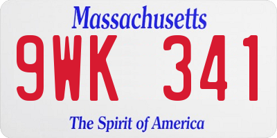 MA license plate 9WK341