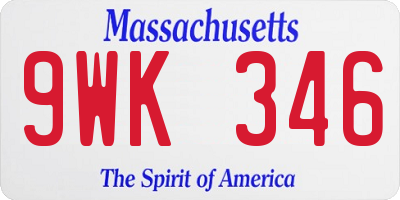 MA license plate 9WK346