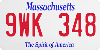MA license plate 9WK348