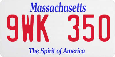 MA license plate 9WK350