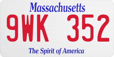 MA license plate 9WK352