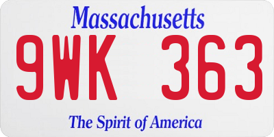 MA license plate 9WK363