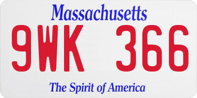 MA license plate 9WK366