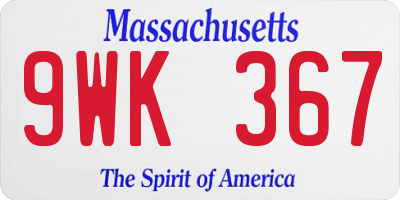 MA license plate 9WK367