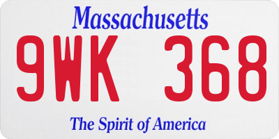 MA license plate 9WK368