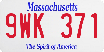 MA license plate 9WK371