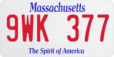 MA license plate 9WK377
