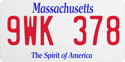 MA license plate 9WK378