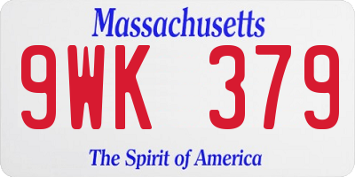 MA license plate 9WK379