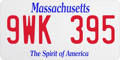 MA license plate 9WK395