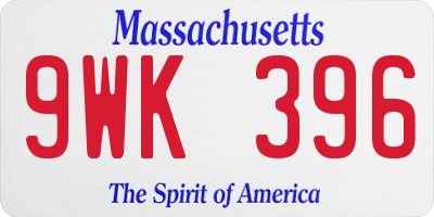 MA license plate 9WK396