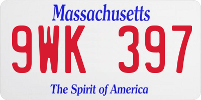 MA license plate 9WK397