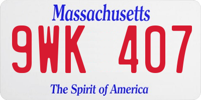 MA license plate 9WK407