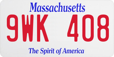 MA license plate 9WK408