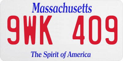 MA license plate 9WK409