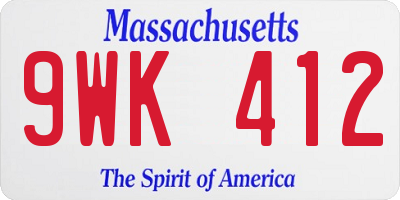MA license plate 9WK412
