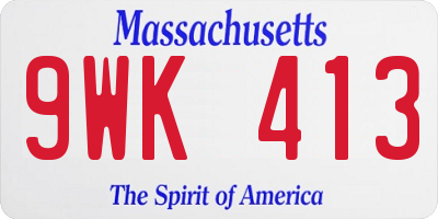 MA license plate 9WK413